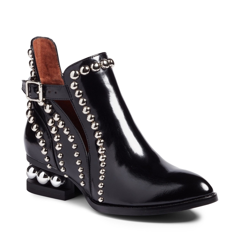 Jeffrey Campbell Rylance Boot Studded Leather Cutout Stacked Block Heel Boots